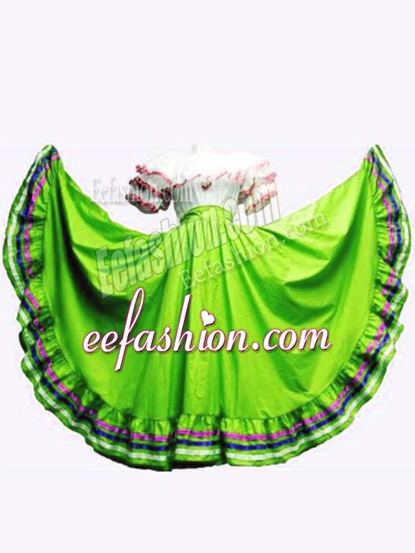  Short Sleeves Taffeta Lace Up Quinceanera Dress for Military Ball and Sweet 16 and Quinceanera