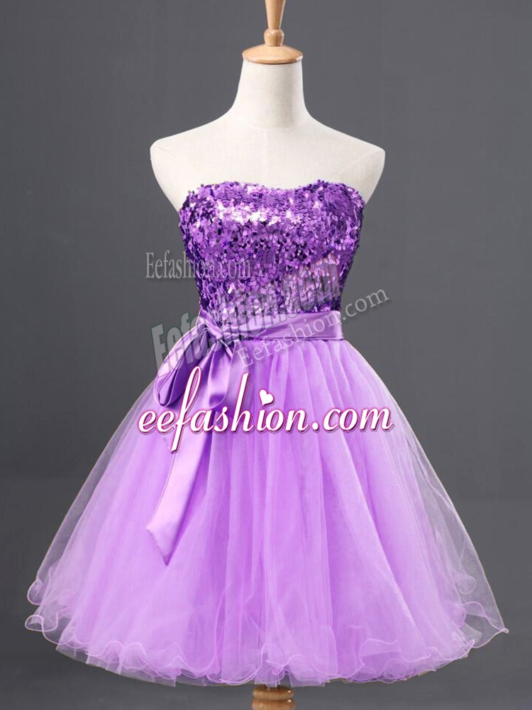  Sweetheart Sleeveless Zipper Prom Dresses Lavender Tulle