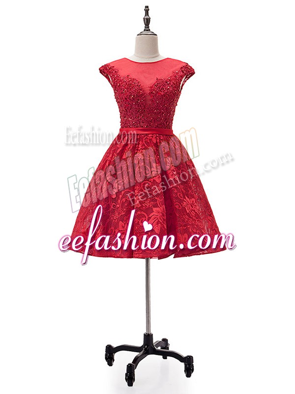  Red Sweetheart Lace Up Beading and Appliques Dress for Prom Sleeveless