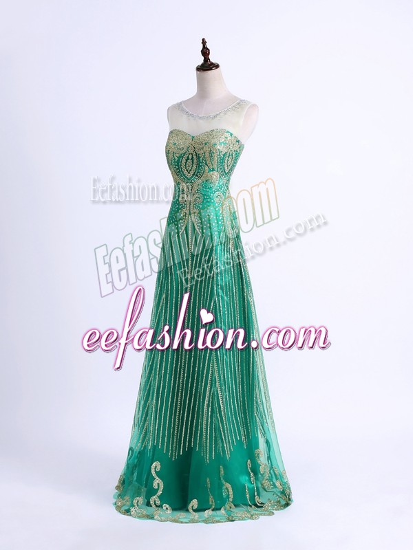  Sleeveless Beading and Appliques Lace Up Evening Party Dresses