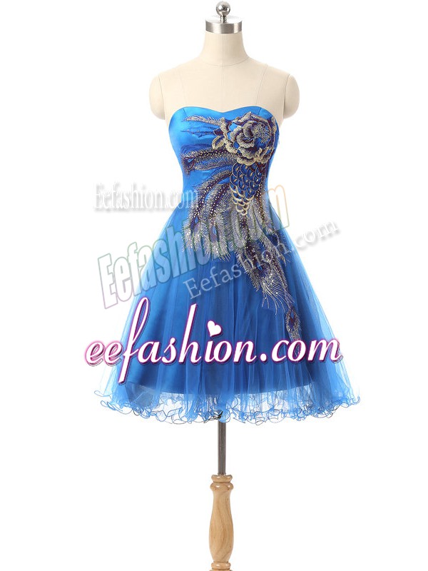  Blue Prom and Party with Appliques Sweetheart Sleeveless Side Zipper