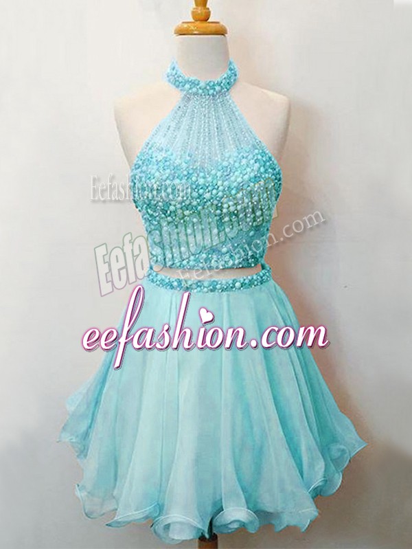 Spectacular Sleeveless Lace Up Knee Length Beading Quinceanera Court of Honor Dress