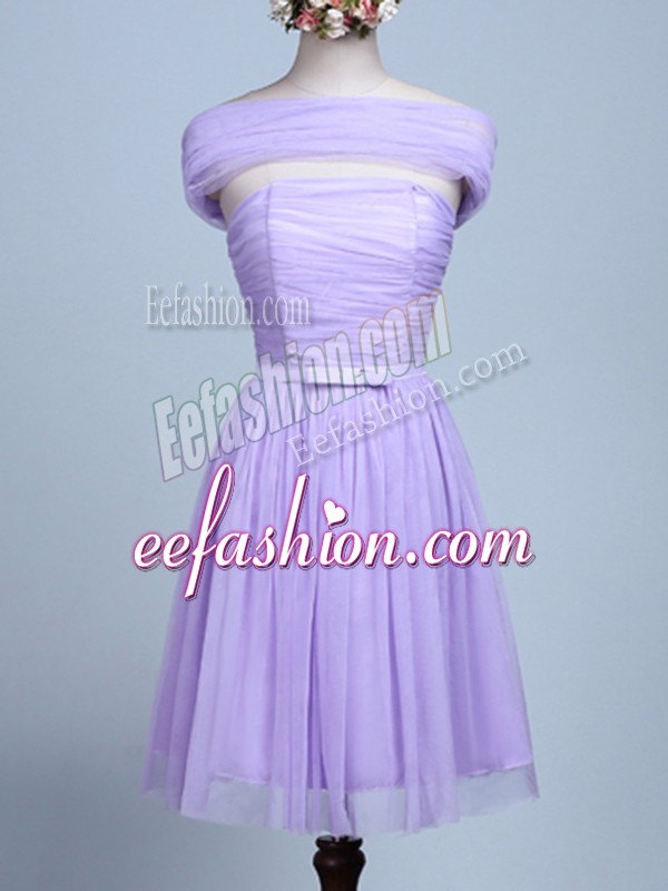 Fashion Belt Quinceanera Dama Dress Lavender Side Zipper Sleeveless Mini Length