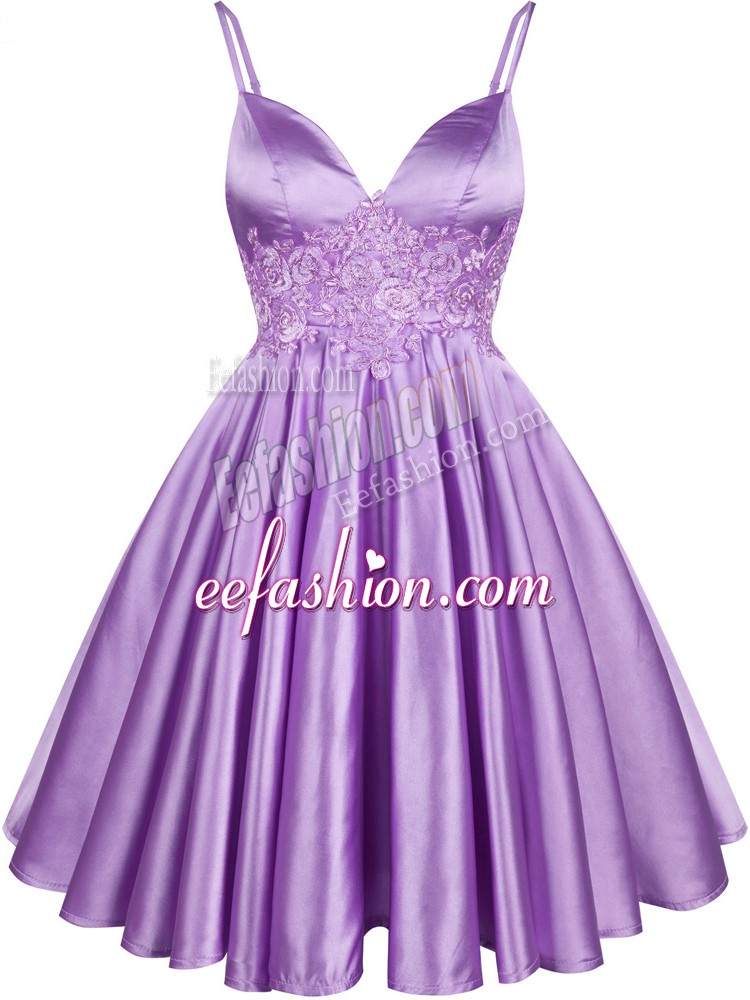 Vintage Lilac Bridesmaid Dress Prom and Party and Wedding Party with Lace Spaghetti Straps Sleeveless Lace Up