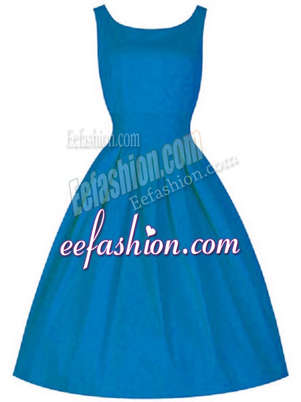  Ruching Quinceanera Court of Honor Dress Blue Zipper Sleeveless Knee Length