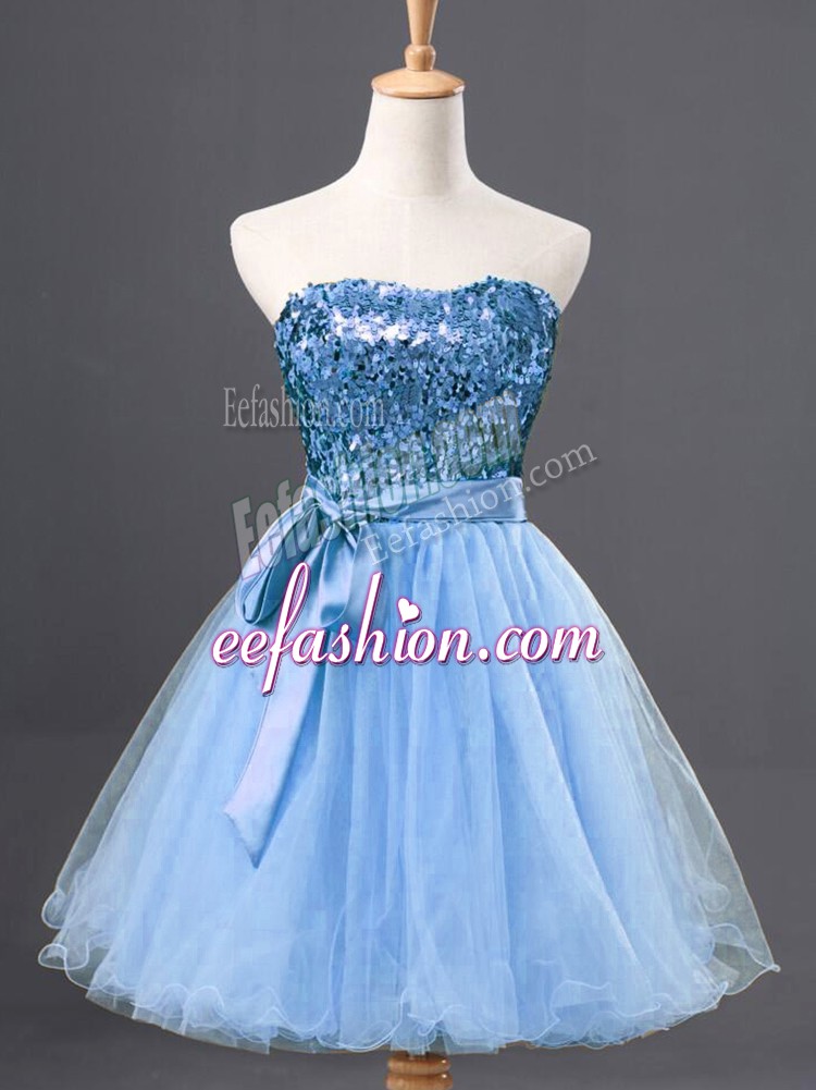 Custom Designed Tulle Sleeveless Mini Length Evening Dress and Sequins