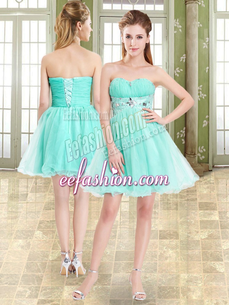  Mini Length A-line Sleeveless Apple Green Prom Dress Lace Up