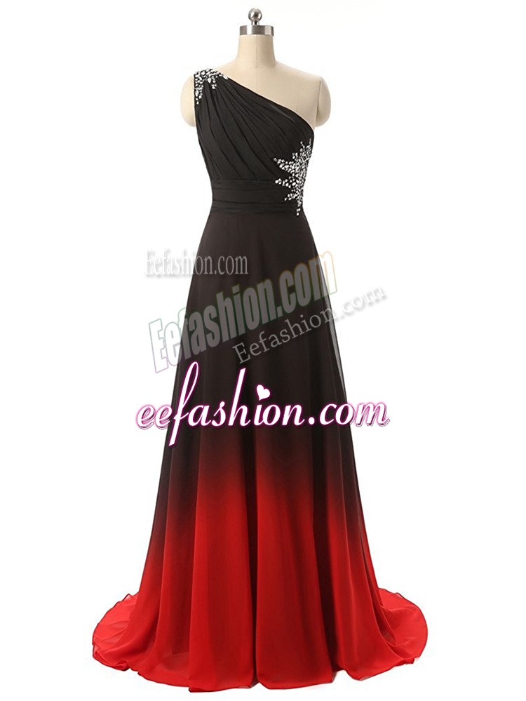  Multi-color Sleeveless Fading Color Brush Train Lace Up Prom Evening Gown