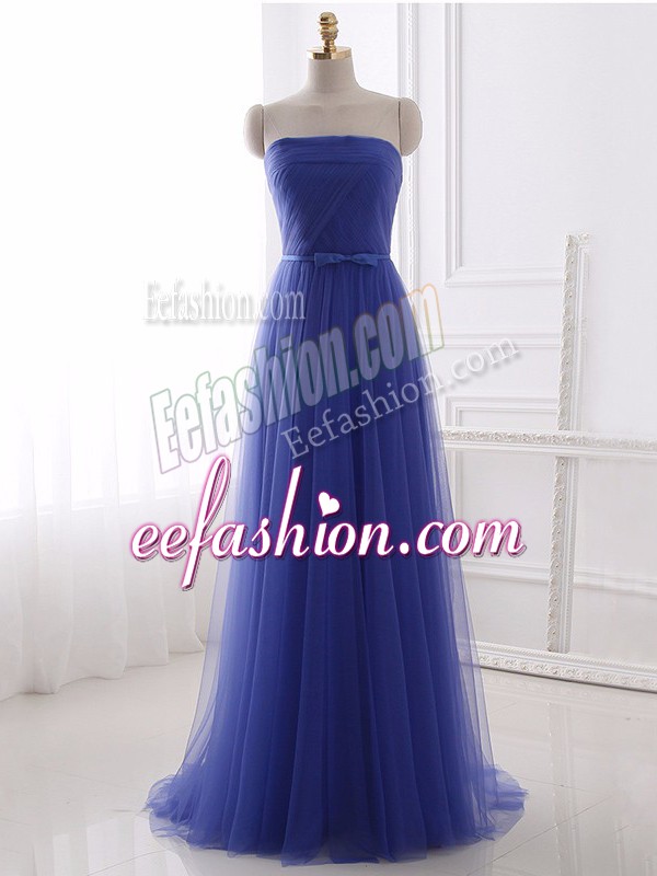  Sleeveless Zipper Floor Length Beading and Belt Prom Party Dress