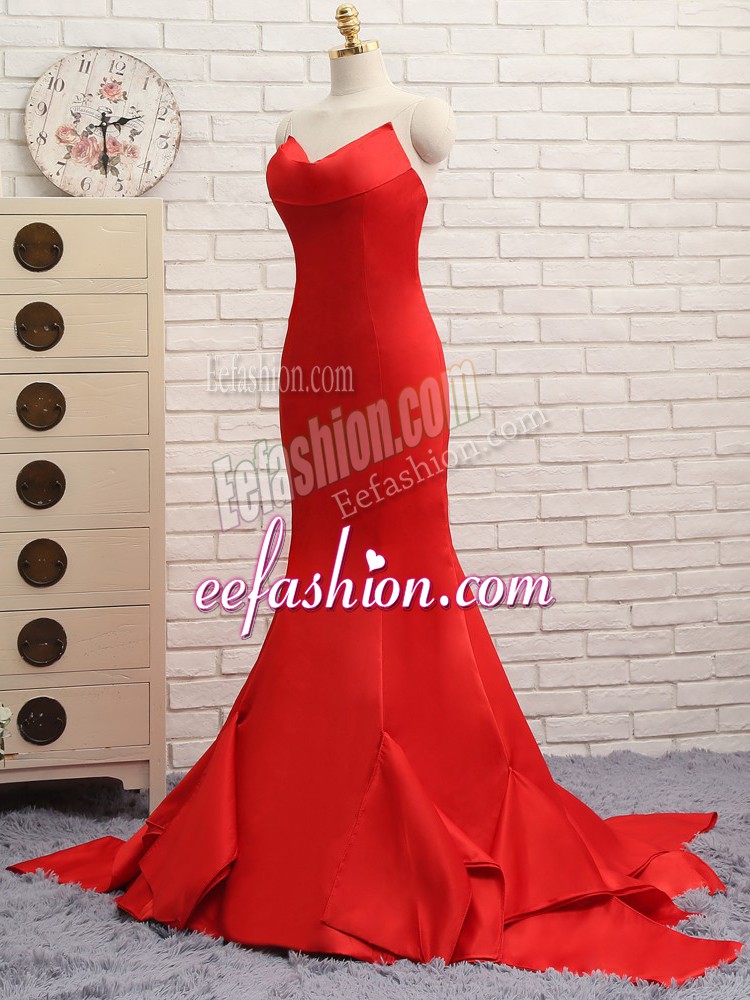 Pretty Red Sweetheart Neckline Ruching Prom Gown Sleeveless Zipper