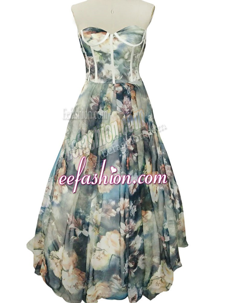  Multi-color Zipper Sweetheart Ruching Homecoming Dress Printed Sleeveless