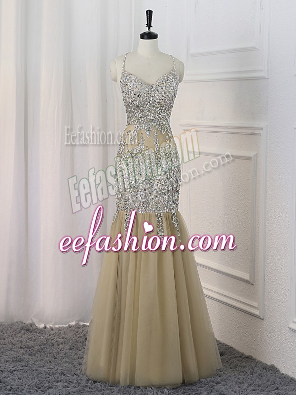 New Arrival Champagne Mermaid Sequined Straps Sleeveless Sequins Floor Length Backless Party Dress for Toddlers