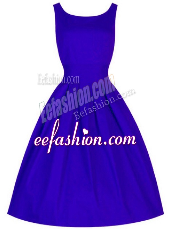 Clearance Ruching Wedding Guest Dresses Blue Lace Up Sleeveless Knee Length