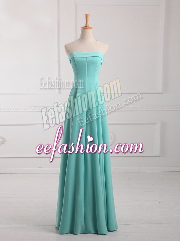  Aqua Blue Dama Dress for Quinceanera Prom and Party with Ruching Strapless Sleeveless Lace Up