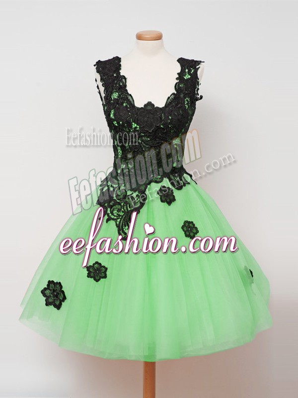  Tulle Sleeveless Knee Length Court Dresses for Sweet 16 and Lace