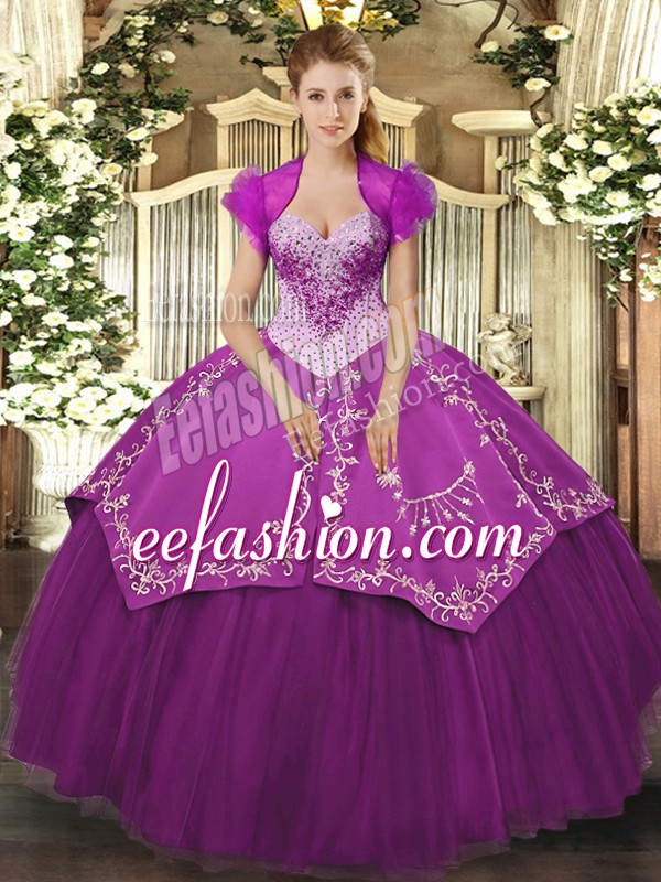 Excellent Floor Length Ball Gowns Sleeveless Purple Quinceanera Dress Lace Up