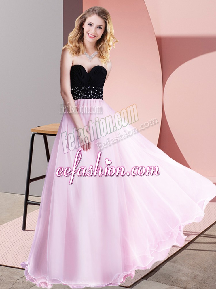 Captivating Lilac Sweetheart Lace Up Beading Prom Evening Gown Sleeveless