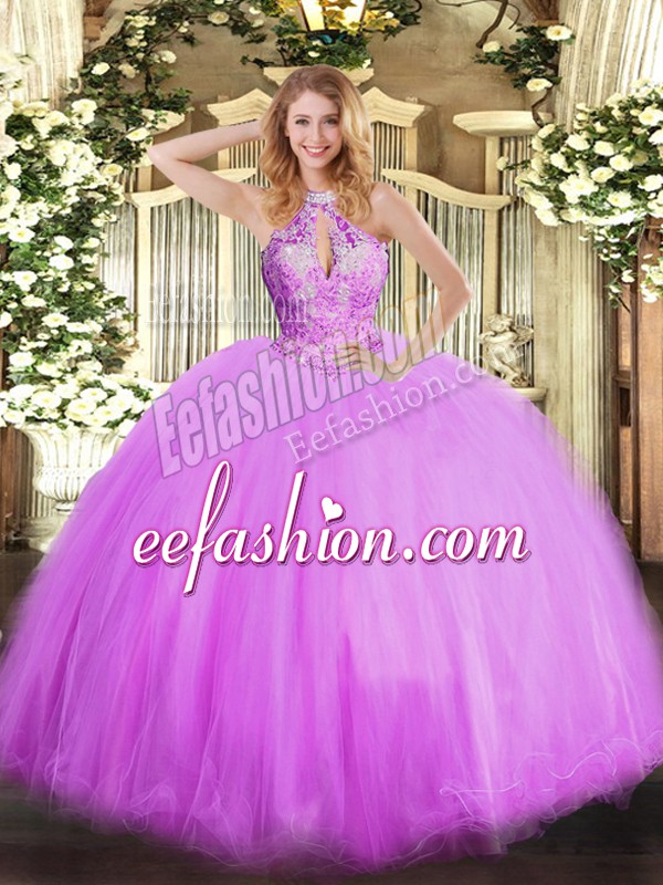 Pretty Sleeveless Lace Up Floor Length Beading Sweet 16 Quinceanera Dress