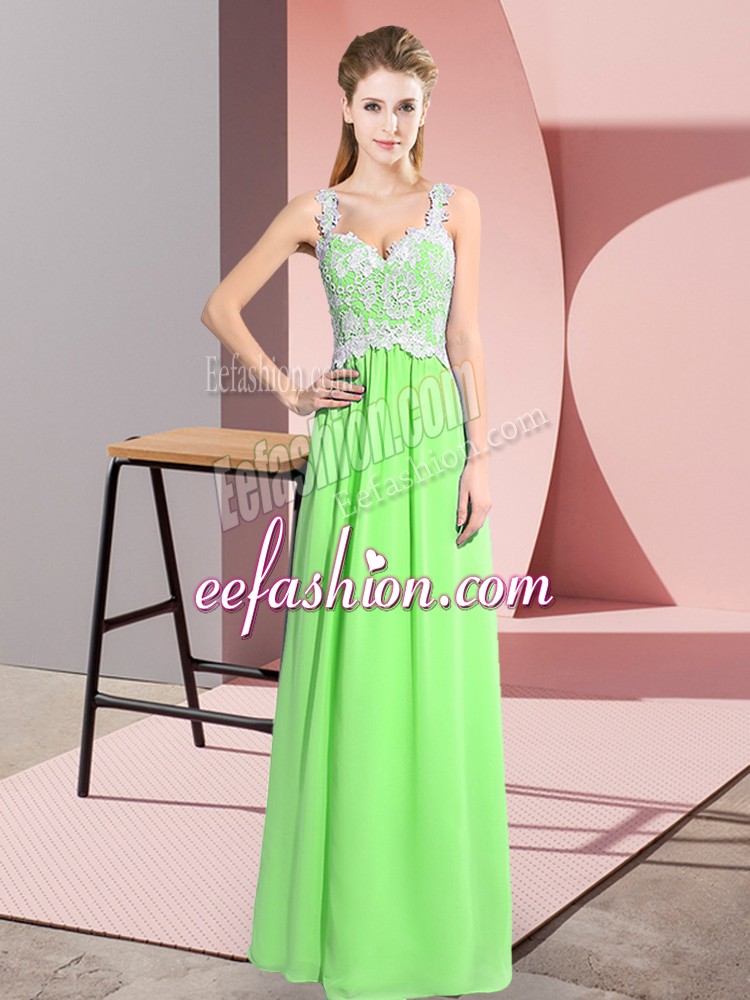  Zipper Prom Evening Gown Lace Sleeveless Floor Length