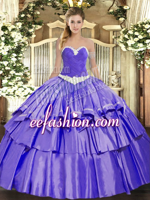  Floor Length Ball Gowns Sleeveless Lavender Ball Gown Prom Dress Lace Up