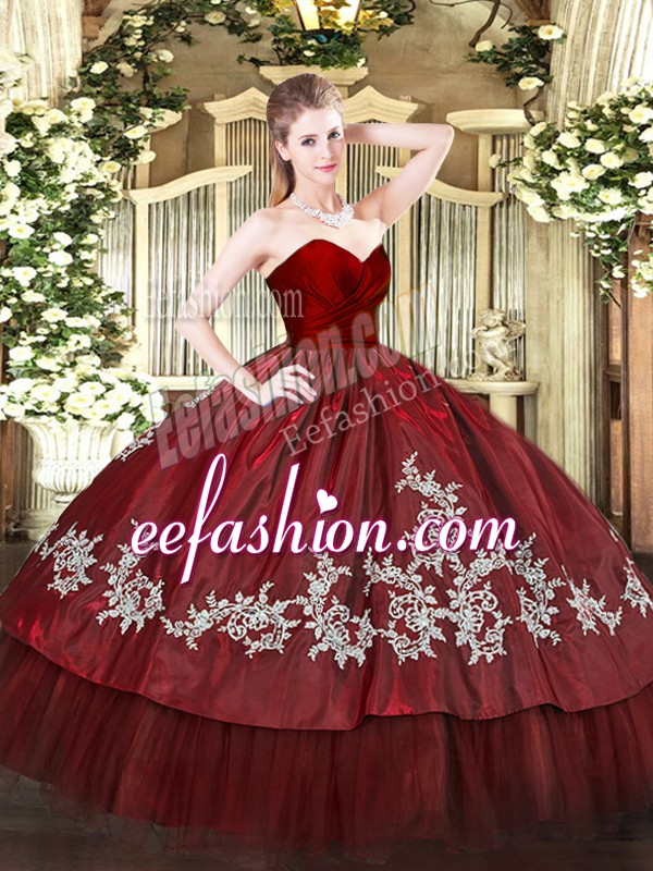 Elegant Floor Length Ball Gowns Sleeveless Wine Red Quinceanera Gown Zipper