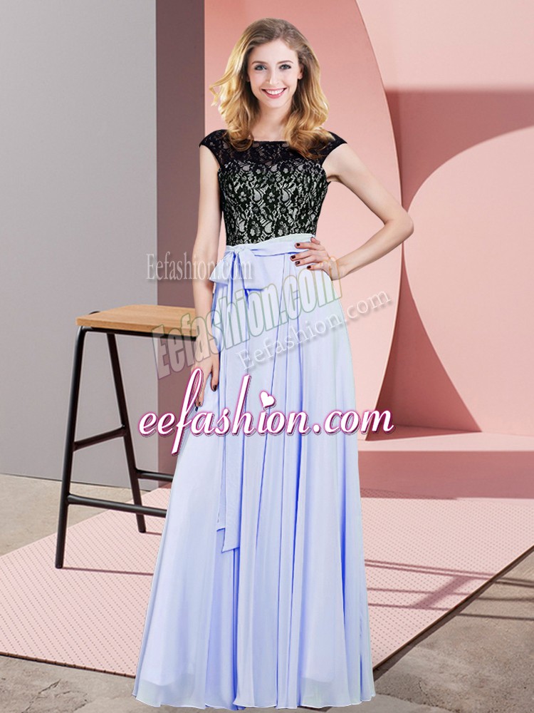  Lavender Sleeveless Chiffon Lace Up Dress for Prom for Prom and Party