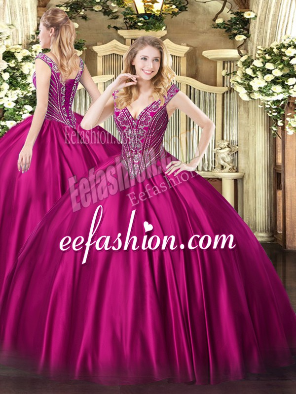 Captivating Satin Sleeveless Floor Length Quinceanera Gowns and Beading