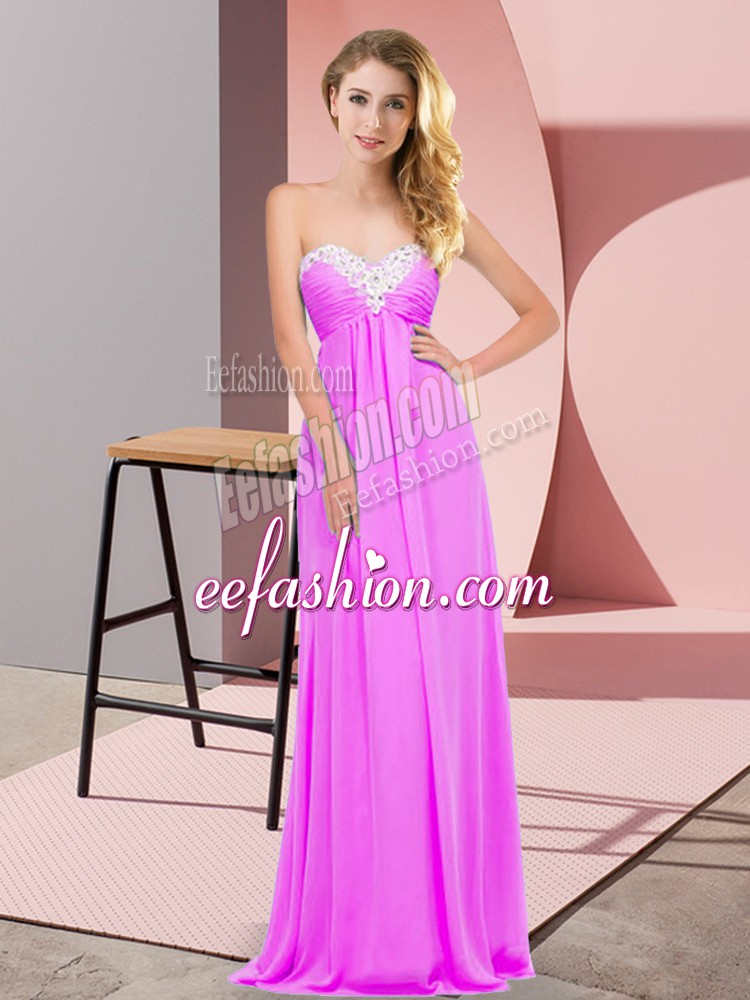  Floor Length Lilac Evening Dress Sweetheart Sleeveless Lace Up