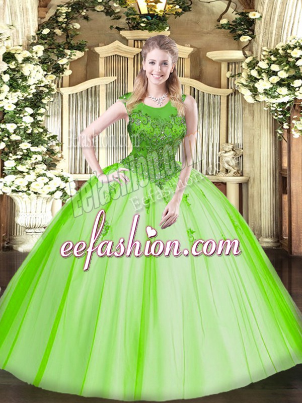  Quinceanera Dresses Military Ball and Sweet 16 and Quinceanera with Beading Scoop Sleeveless Zipper