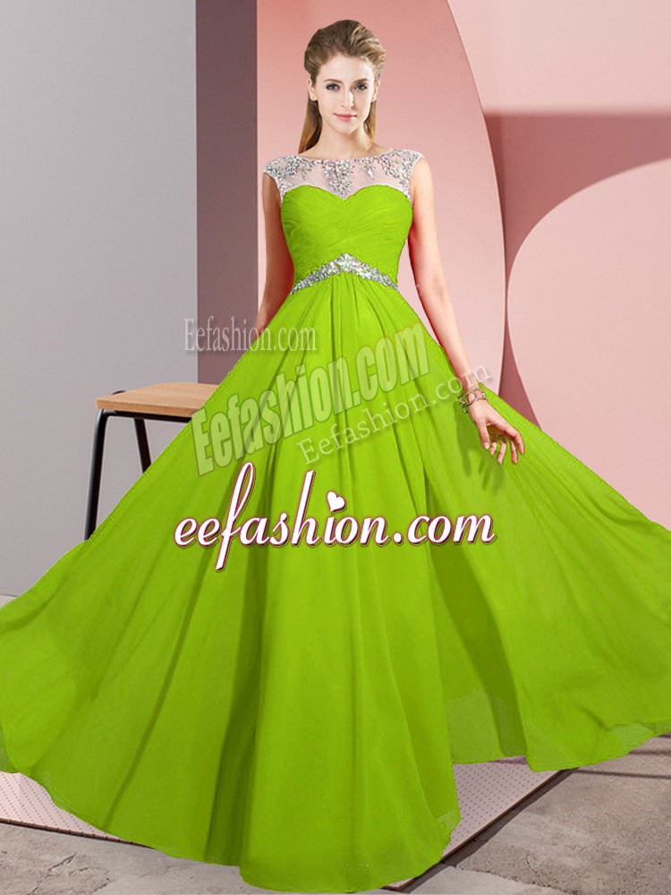 Fashionable Floor Length Empire Sleeveless Prom Gown Clasp Handle