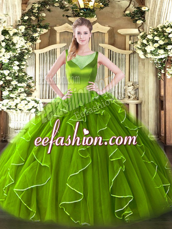  Sleeveless Organza Side Zipper Quinceanera Gowns for Sweet 16 and Quinceanera