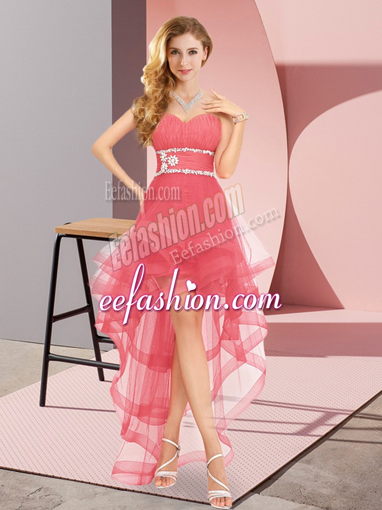 Hot Selling Sleeveless Beading Lace Up Wedding Guest Dresses