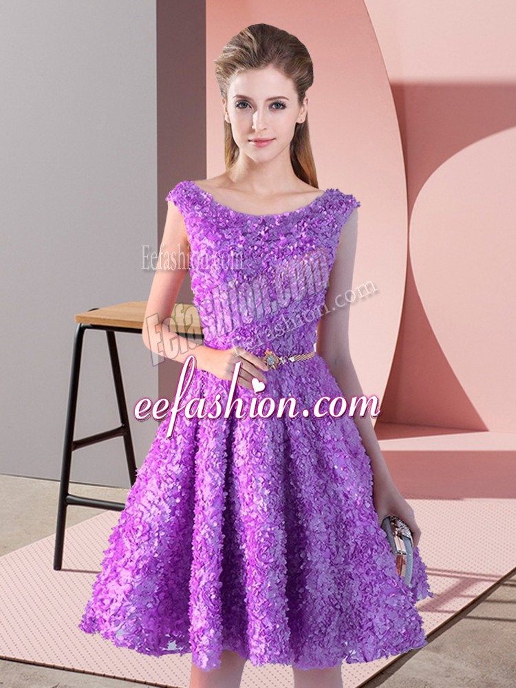  Lavender Scoop Lace Up Belt Homecoming Dress Sleeveless