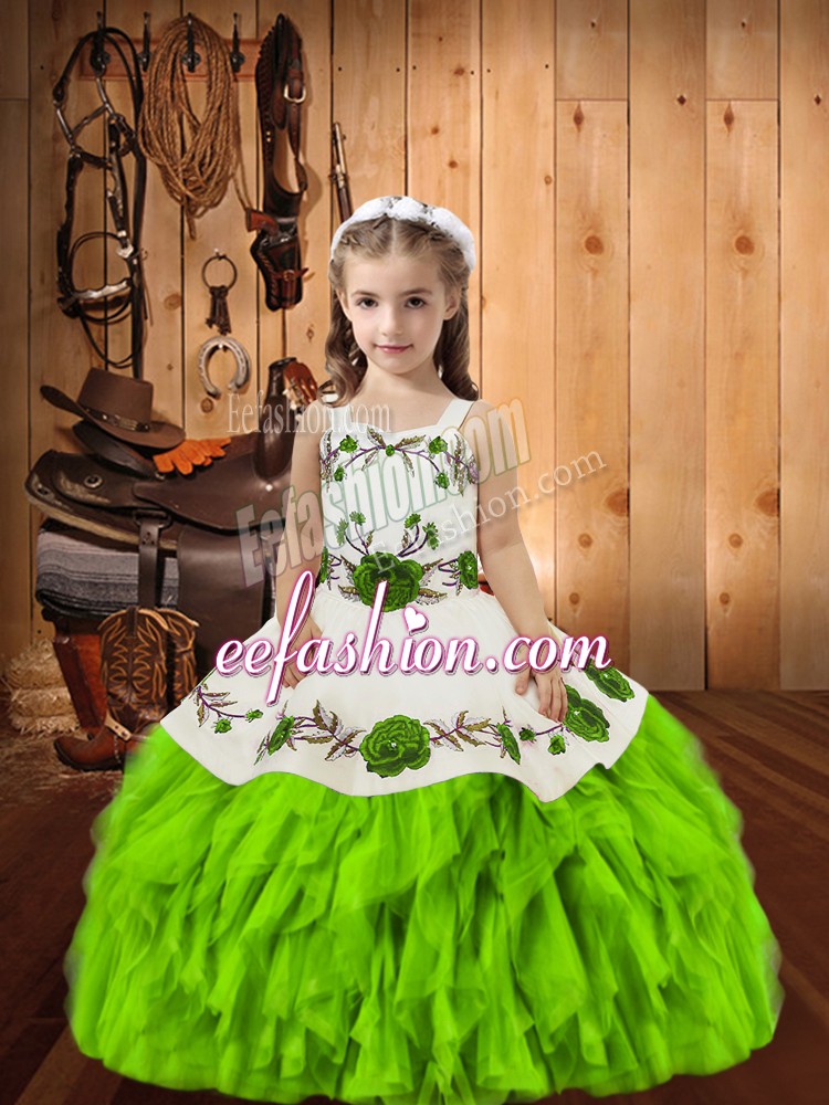 Sweet Straps Sleeveless Lace Up Child Pageant Dress Organza