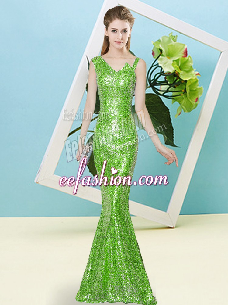 Sumptuous Zipper Prom Gown Sequins Sleeveless Floor Length