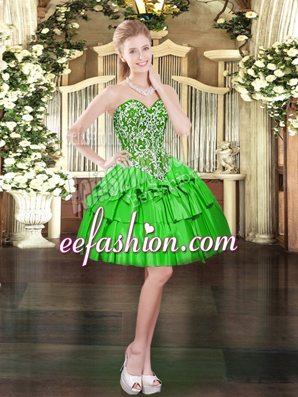  Mini Length Ball Gowns Sleeveless Green Dress for Prom Lace Up