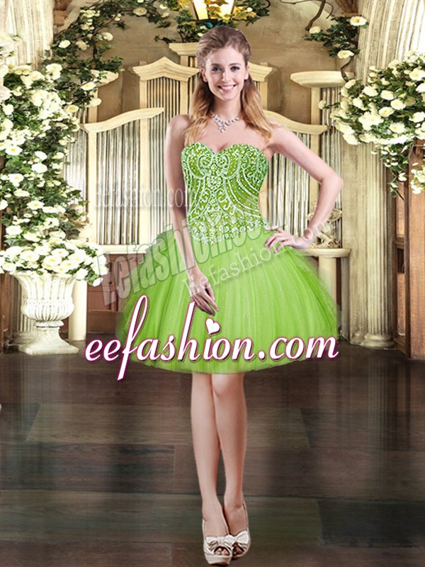 Artistic Sweetheart Lace Up Beading and Ruffles Prom Party Dress Sleeveless