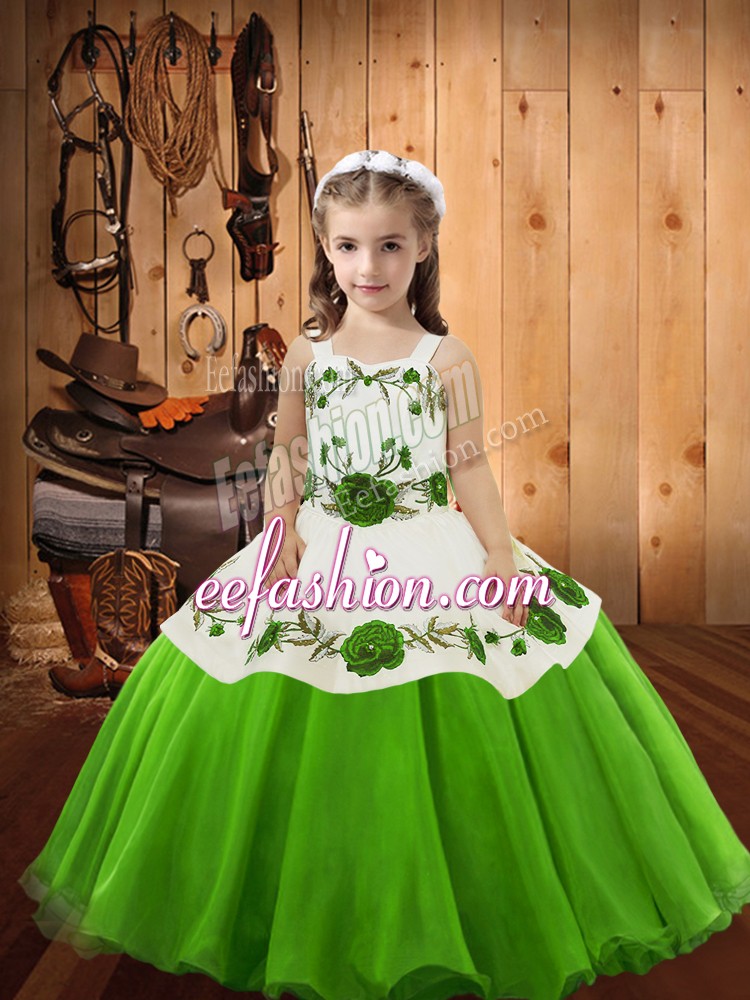  Ball Gowns Pageant Dress for Womens Straps Organza Sleeveless Floor Length Lace Up