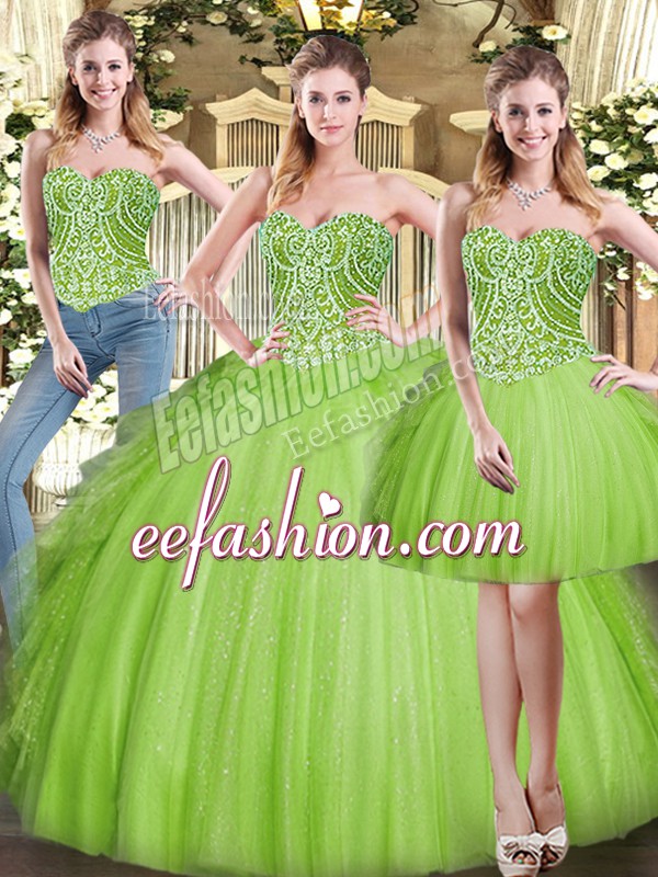 Glorious Sleeveless Floor Length Beading and Ruffles Lace Up Quinceanera Gown with 