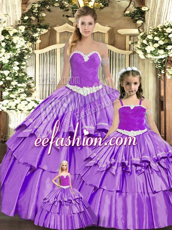 Super Eggplant Purple Ball Gowns Organza Sweetheart Sleeveless Ruching Floor Length Lace Up Quinceanera Gown