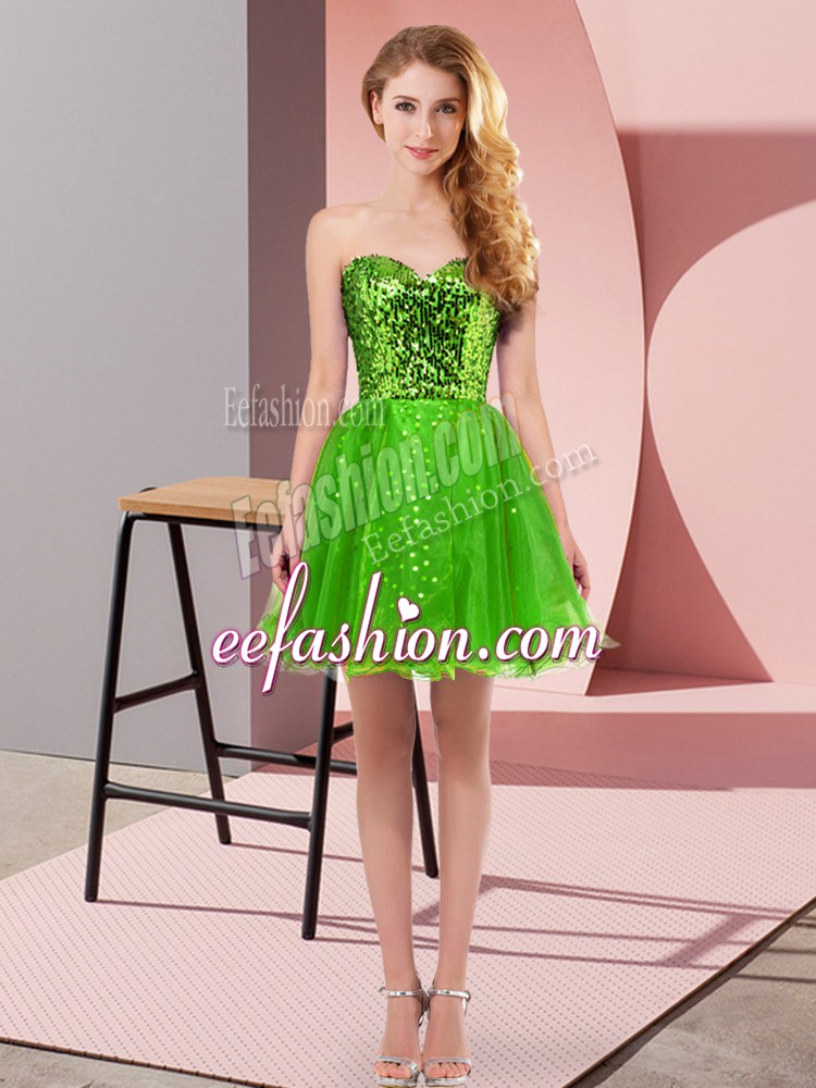 Inexpensive Green Sleeveless Tulle Zipper Prom Dress for Prom and Party