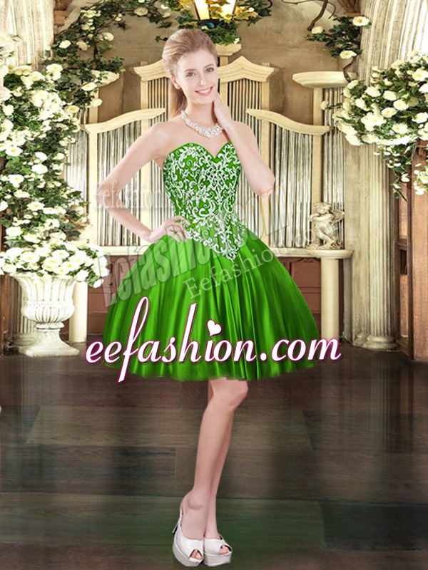  Green Sweetheart Neckline Beading Prom Dress Sleeveless Lace Up