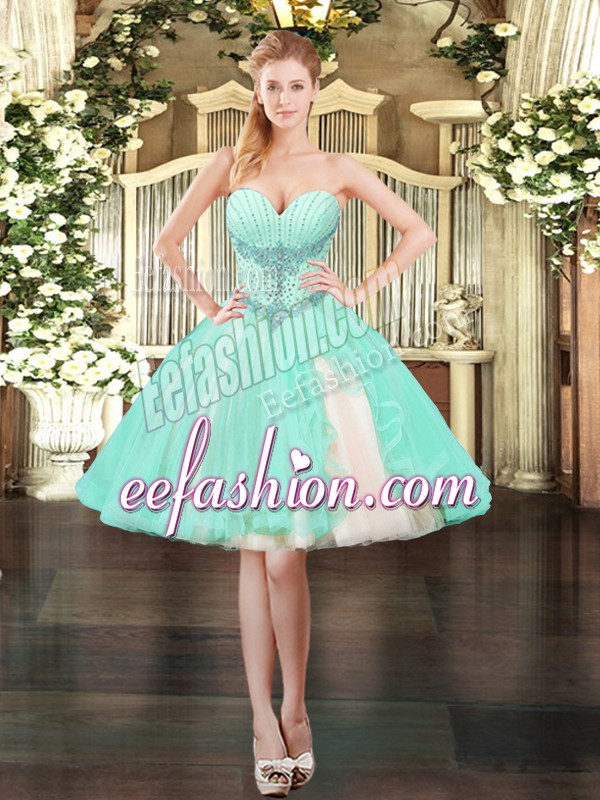  Mini Length Apple Green Prom Dress Sweetheart Sleeveless Lace Up