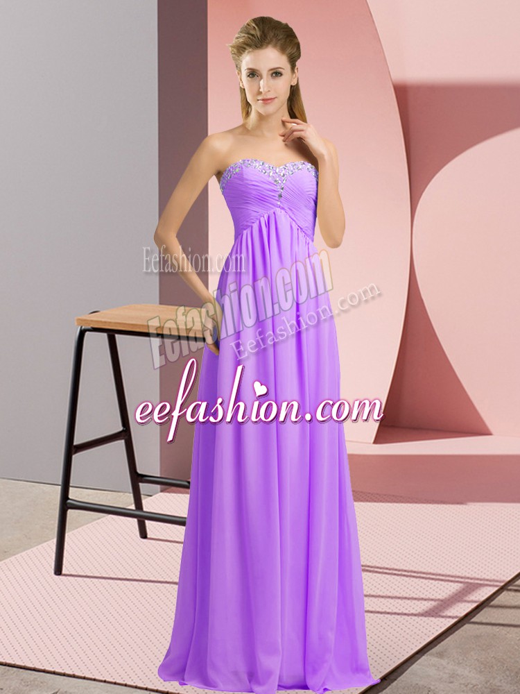 Extravagant Lavender Sweetheart Lace Up Beading Prom Dresses Sleeveless
