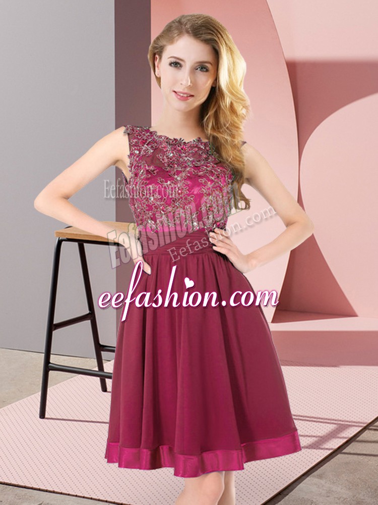 Custom Designed Mini Length Backless Court Dresses for Sweet 16 Purple for Wedding Party with Beading and Appliques