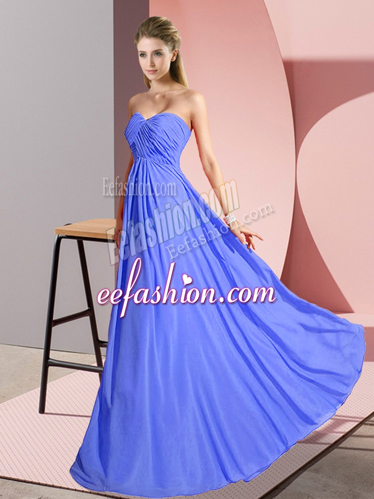  Sleeveless Ruching Lace Up Prom Dress