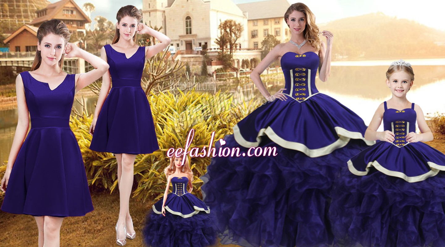  Floor Length Lace Up Quinceanera Dresses Purple for Sweet 16 and Quinceanera with Ruffles