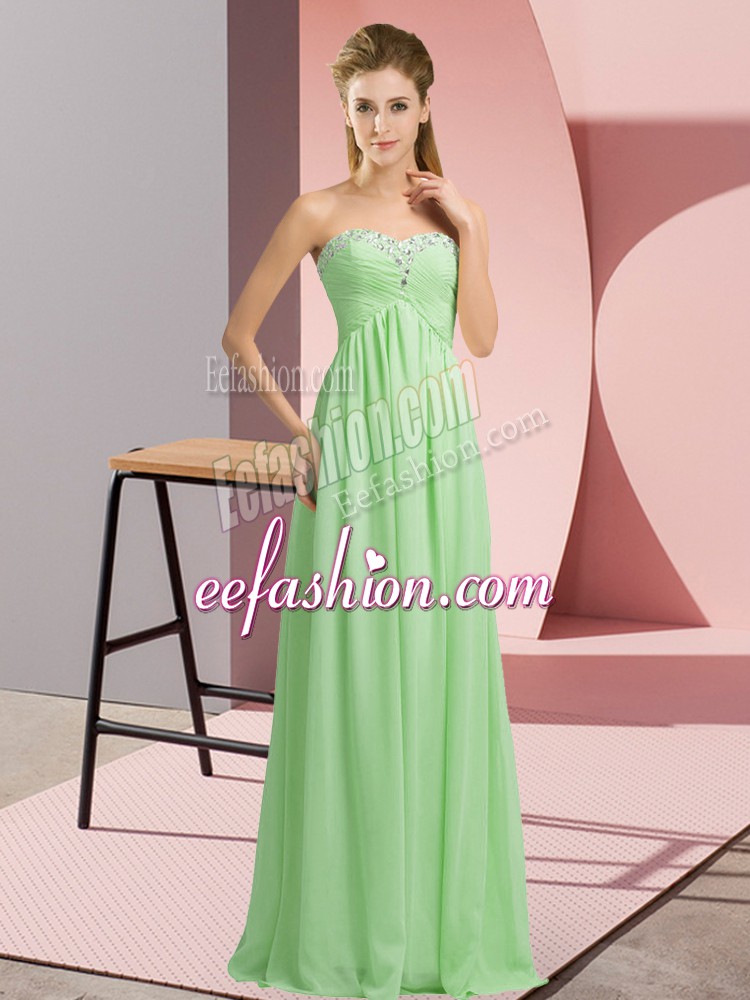 Captivating Sweetheart Sleeveless Lace Up Prom Dresses Apple Green Chiffon