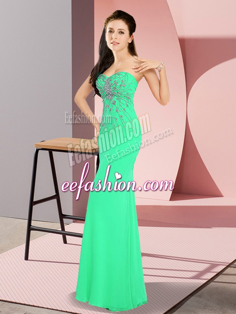 Great Floor Length Turquoise Homecoming Dress Sweetheart Sleeveless Zipper