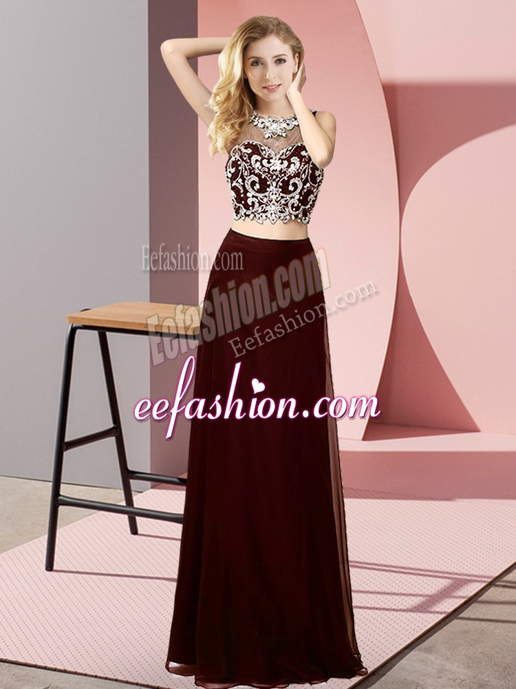  Brown Homecoming Dress Prom and Party with Beading Scoop Sleeveless Backless